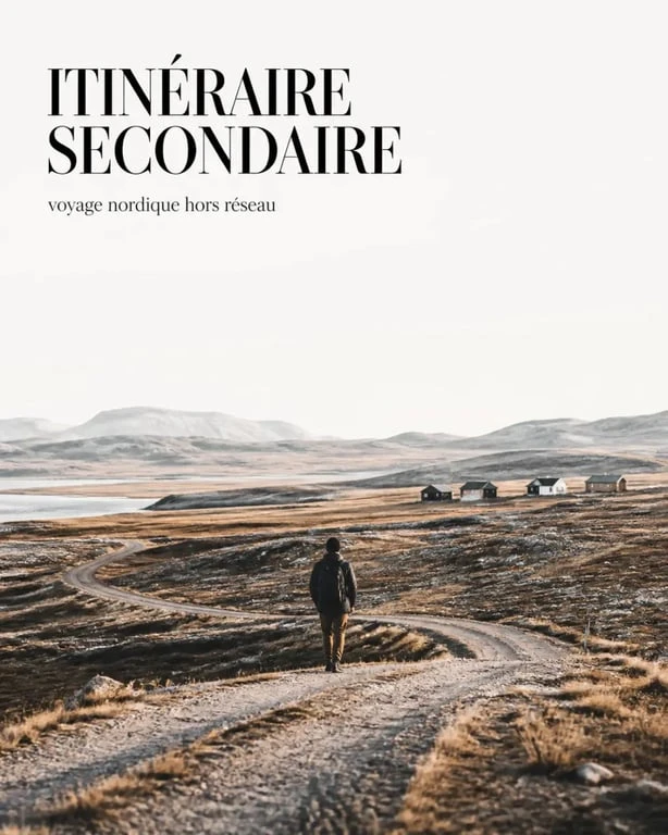 Hors des sentiers battus : voyageur sur un chemin isolé au cœur d’un grand paysage nordique