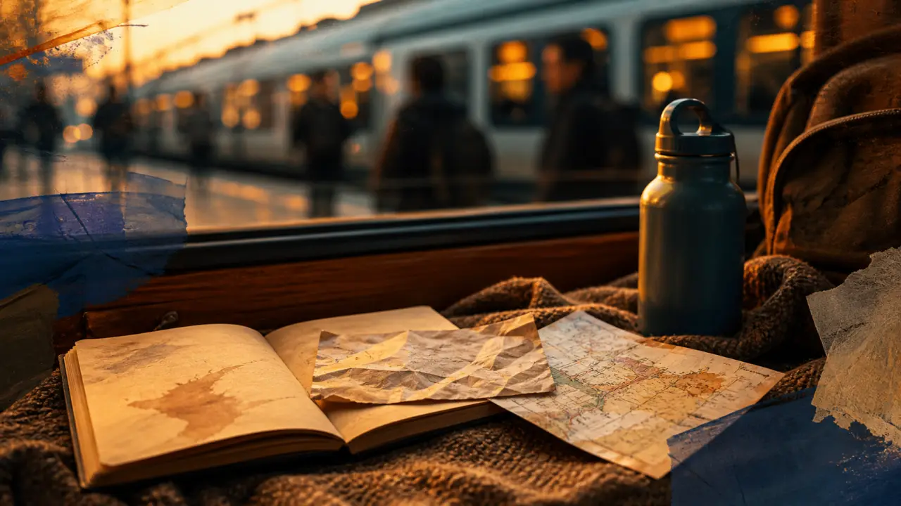Voyage eco responsable : billet de train et gourde réutilisable, transport durable