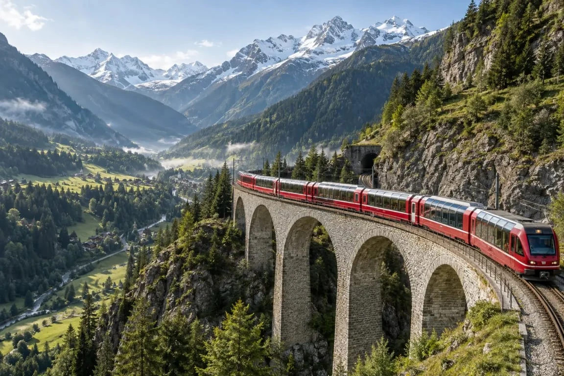 Voyage insolite en Suisse à bord d’un train panoramique dans les Alpes