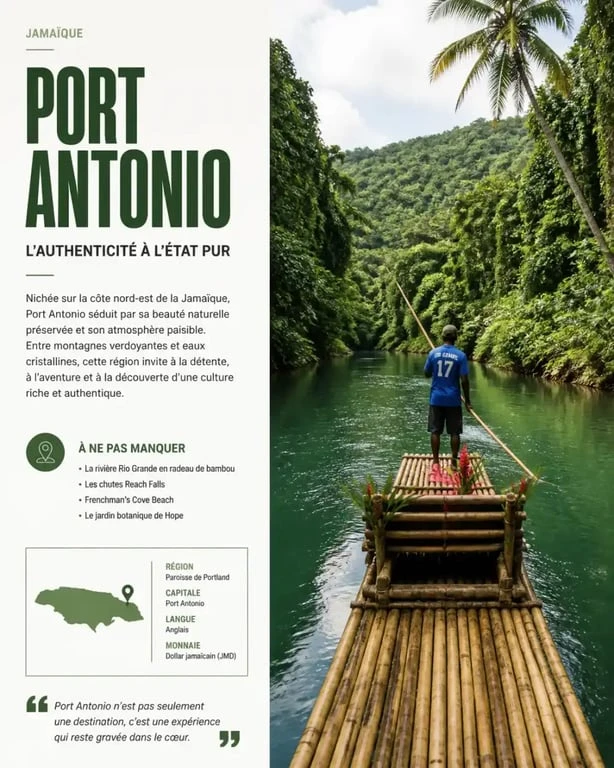 Paysage luxuriant de Port Antonio pour un voyage sur mesure en Jamaïque