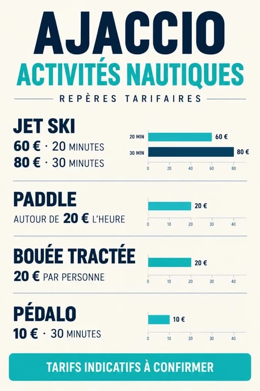 Repères de prix des activités nautiques à Ajaccio
