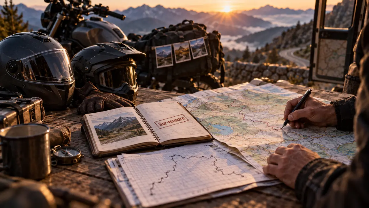 Voyage moto sur mesure : conseiller trace itinéraire sur carte