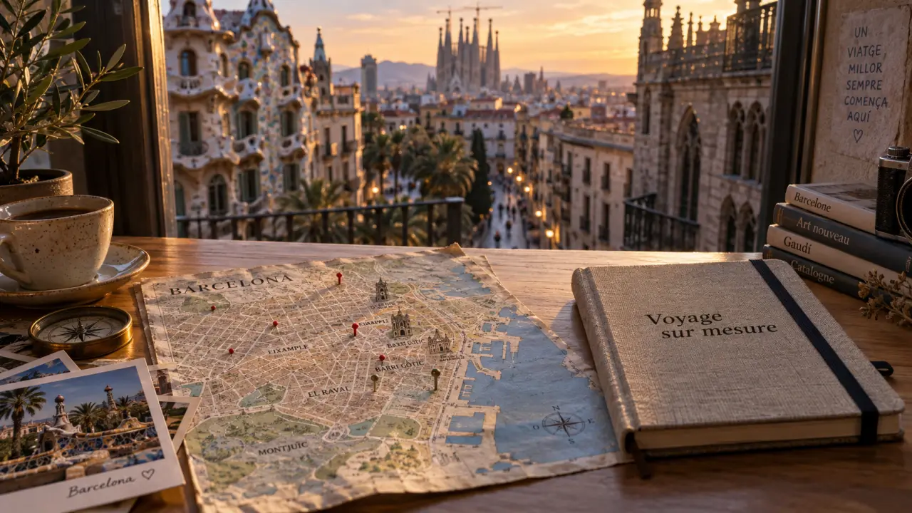 Voyage sur mesure Barcelone, carte et Sagrada Família — itinéraire 3 jours Gaudí