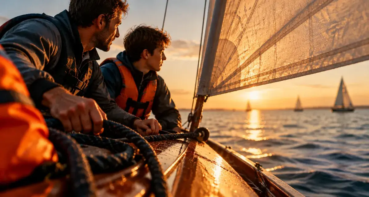 Faire de la voile sur petit bateau, moniteur et débutant
