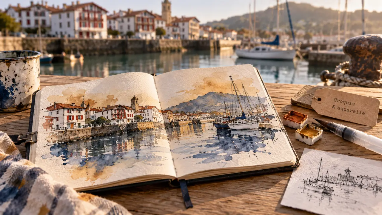 Stage carnet de voyage 2025 : carnet d’aquarelle pour croquis Côte basque, Corse et Bretagne